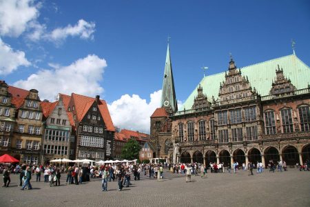 Het stadhuis op de markt in Bremen